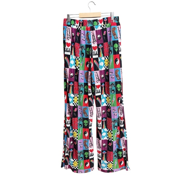 Dressed In Lala Plisse Two Piece Shirt Pants Set Be Yourself Patchwork - Picture 7 of 11